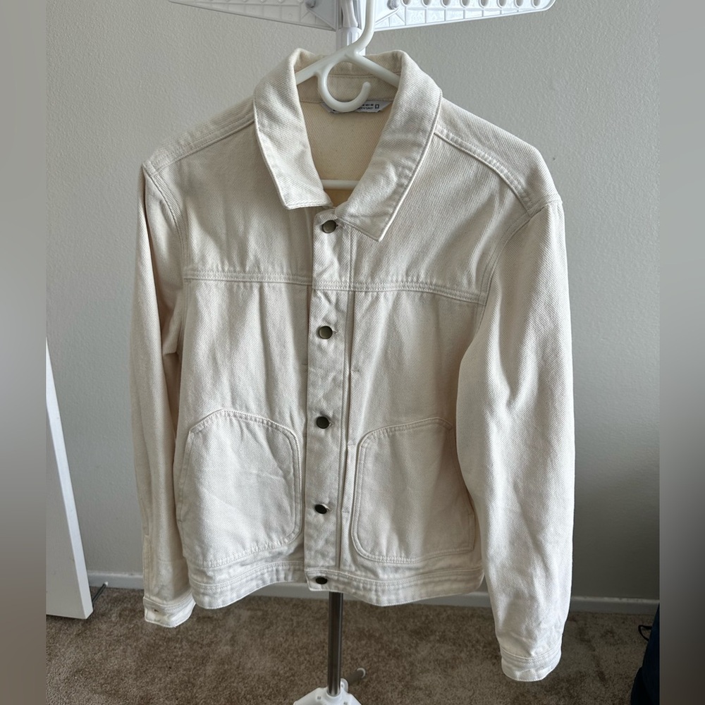 Zara mens light cream denim jacket